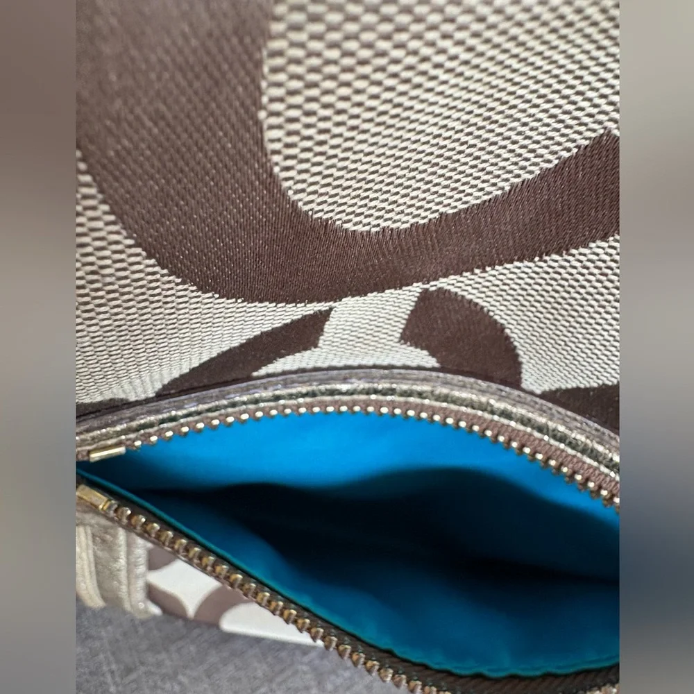 Super Clean Coach Poppy Gold Art Glam Tote Shoulder Bag - Picture 10 of 11